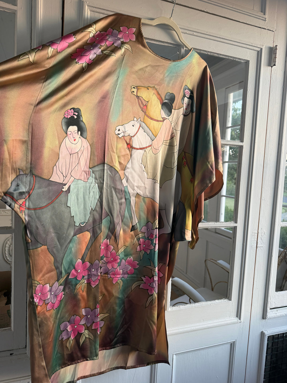 100% silk printed kaftan - sku tuv #22345