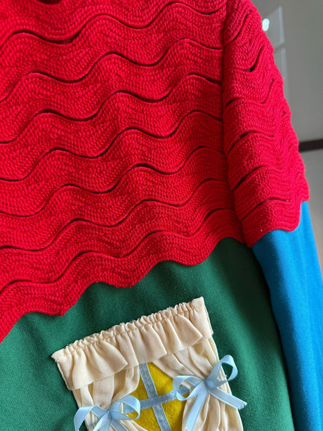 Moschino Cheap & Chic Green & Red Wool House Curtains Skirt Suit