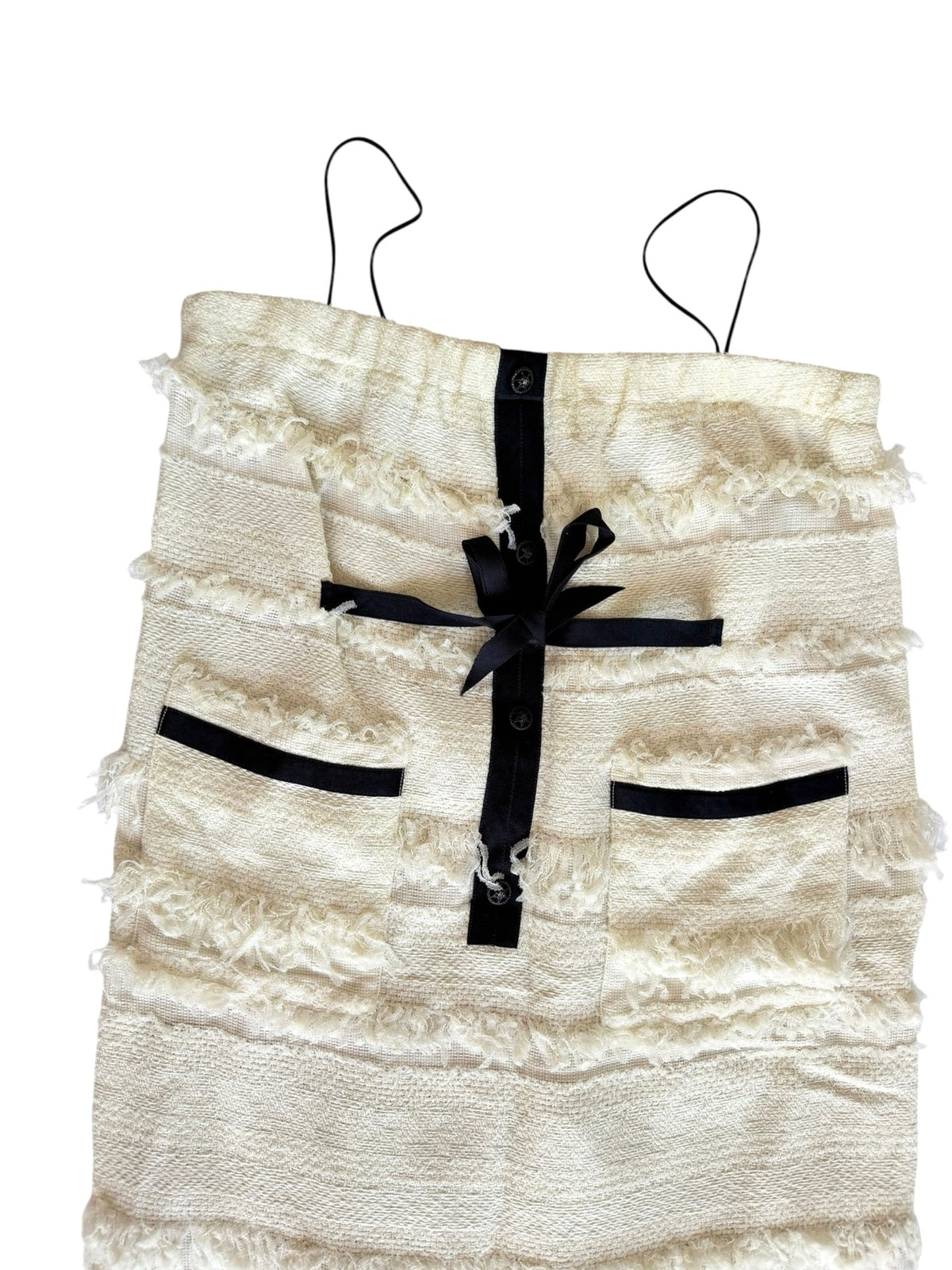 Chanel 2008 runway white wool and black bow dress (38)
