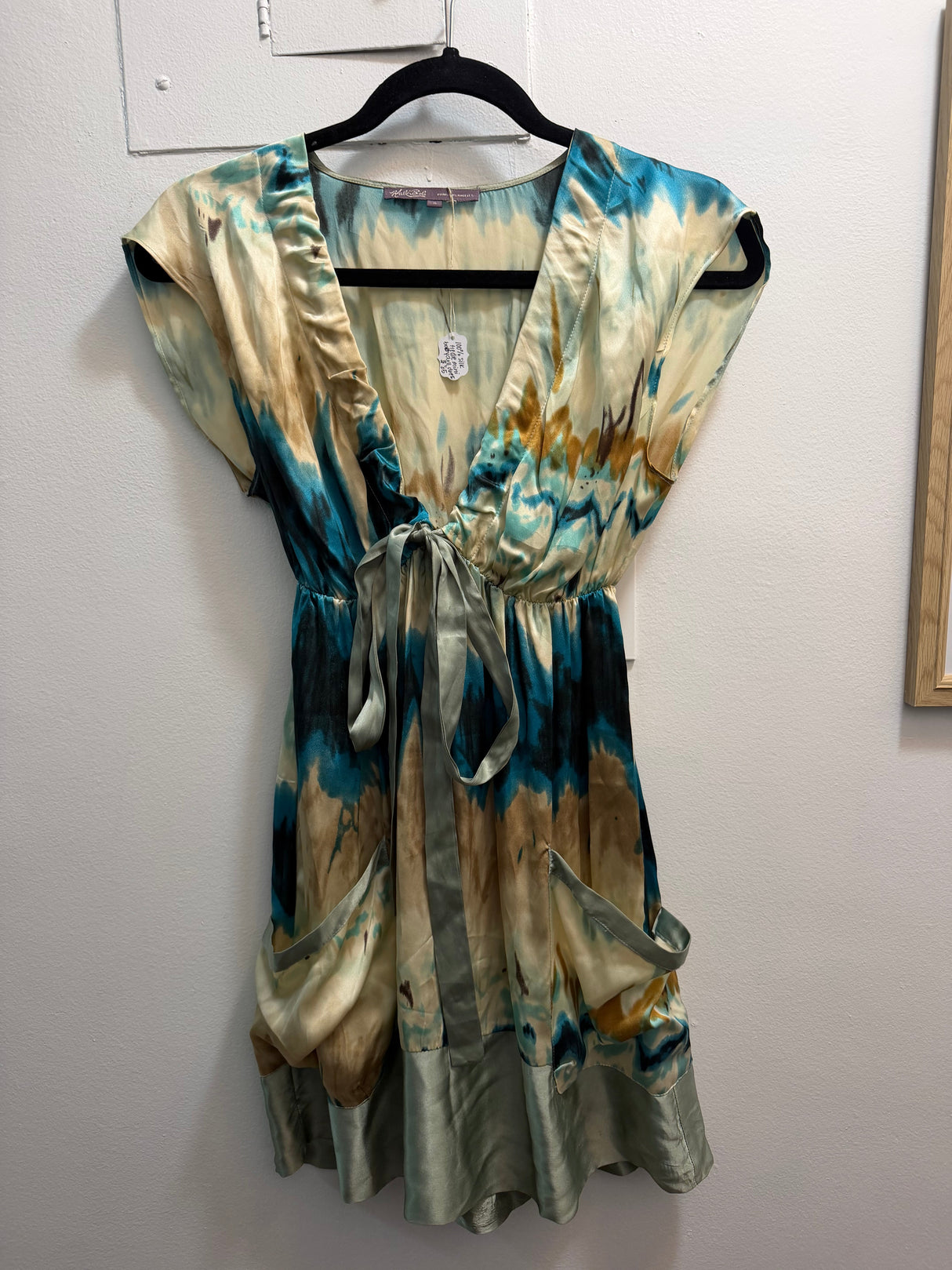 100% silk blue Ombre baby doll dress with pockets