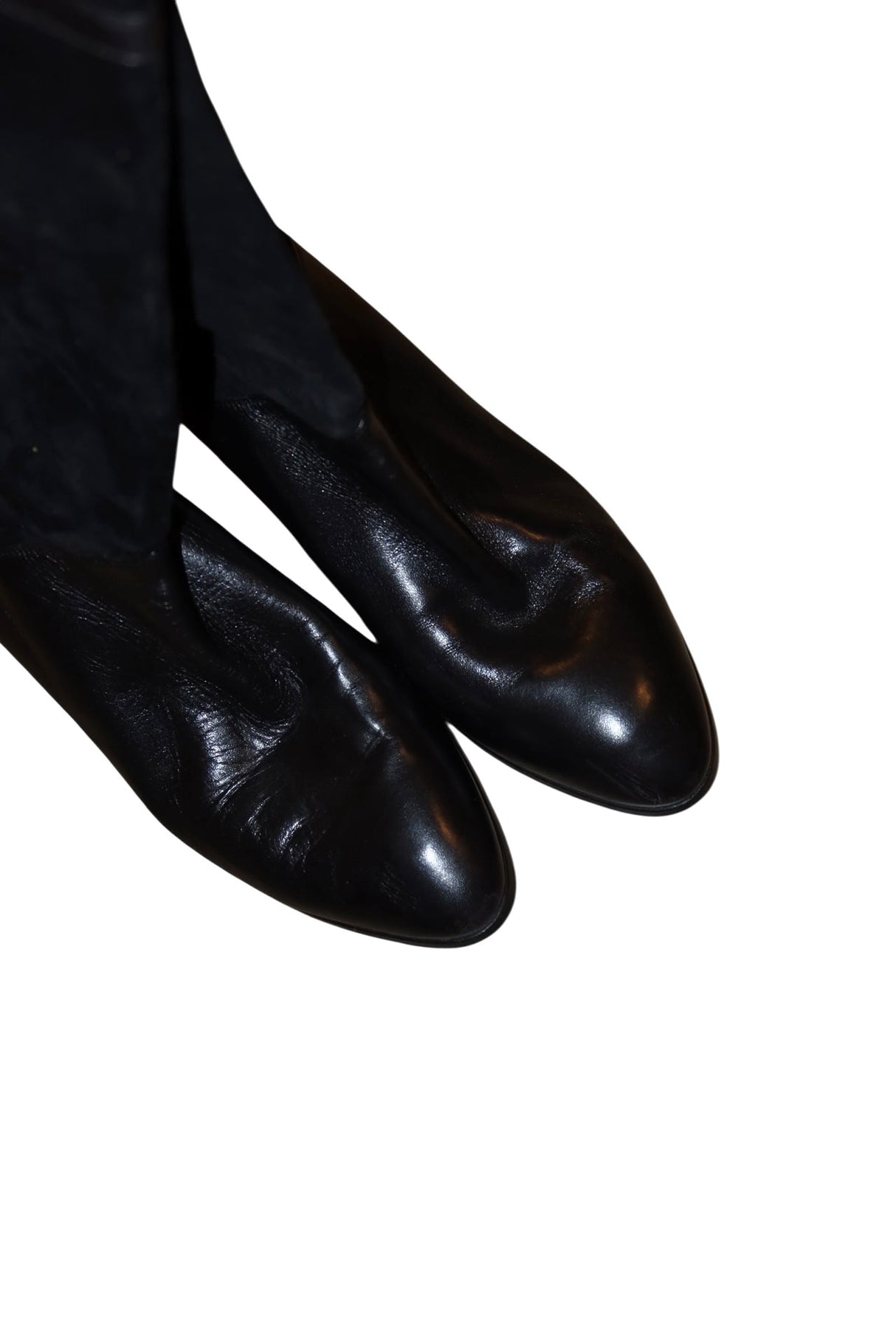 Gucci black suede and leather boots with gold buckle details (37)