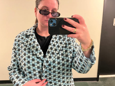 Italian Iridescent Black and Blue Oversized Jacket