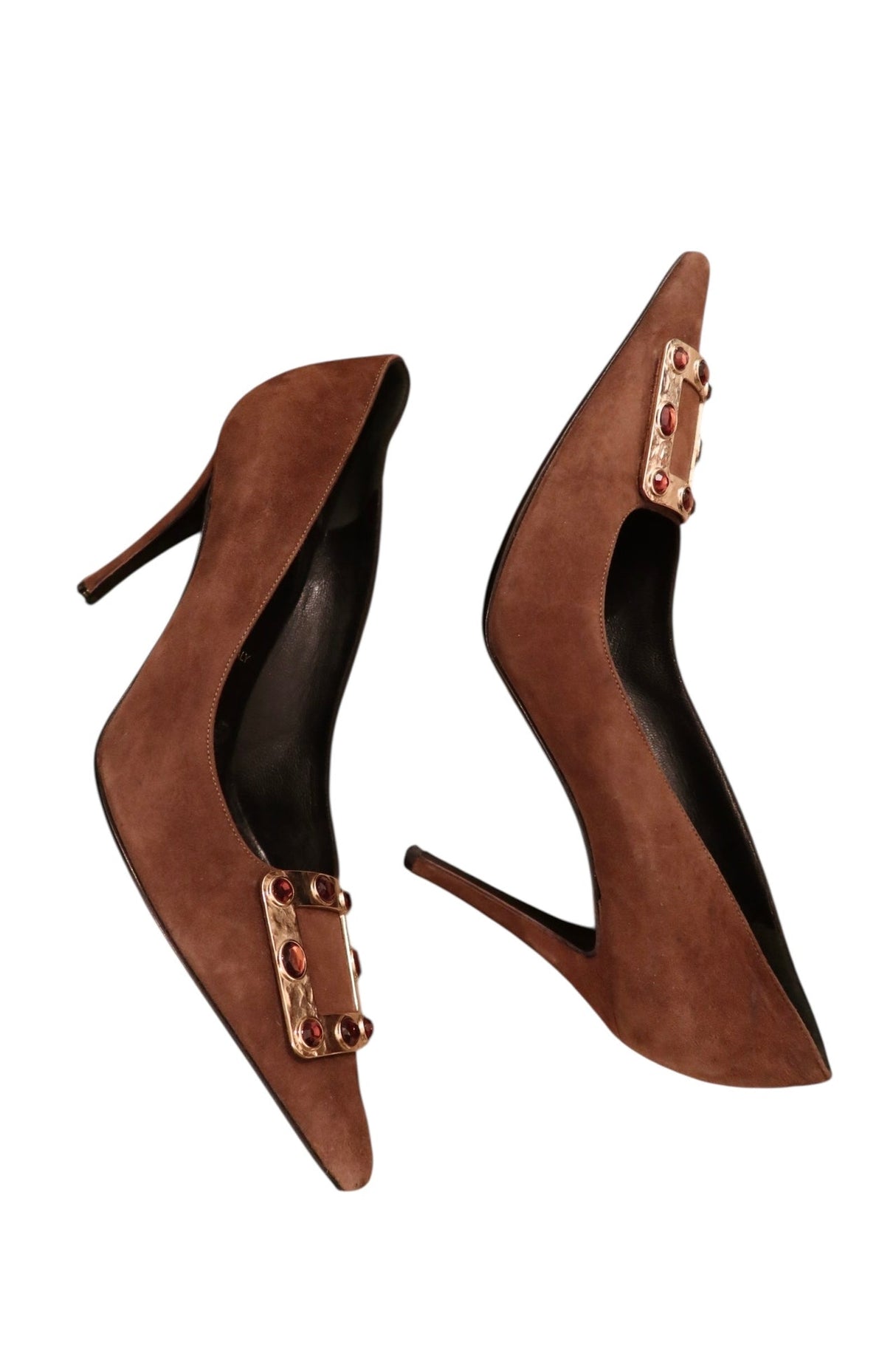 Escada brown suede heels with buckle (38.5)