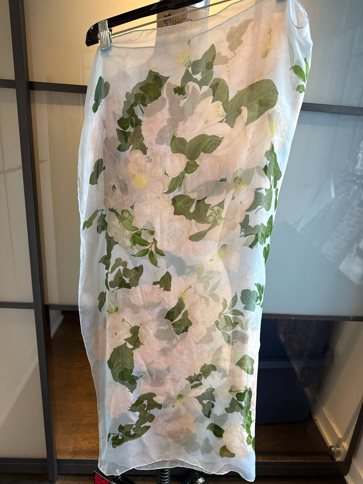 Chanel Mint Green Floral Silk Dress Scarf