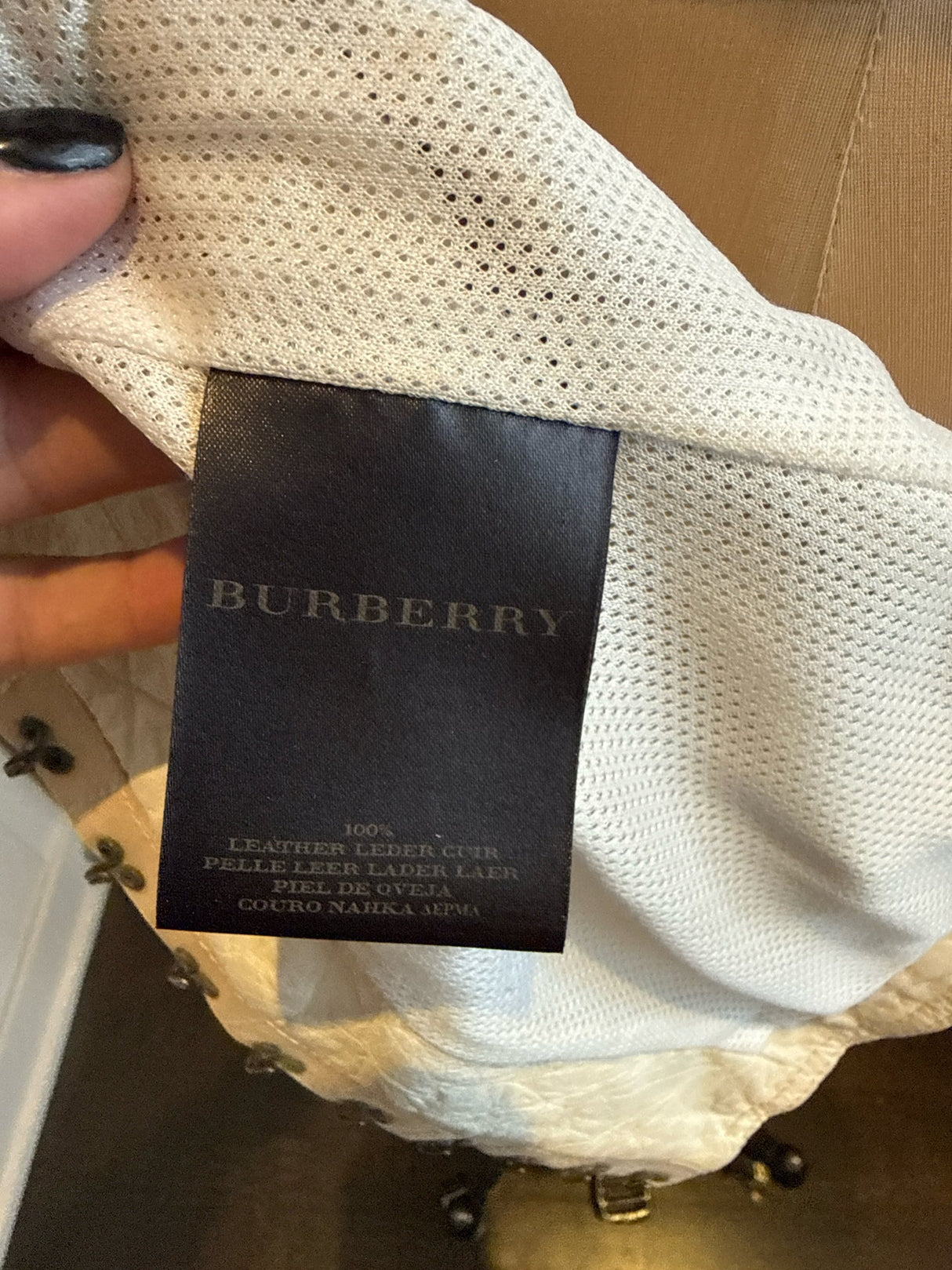 Burberry Size 38 Ivory White Leather Hook Eye Jacket