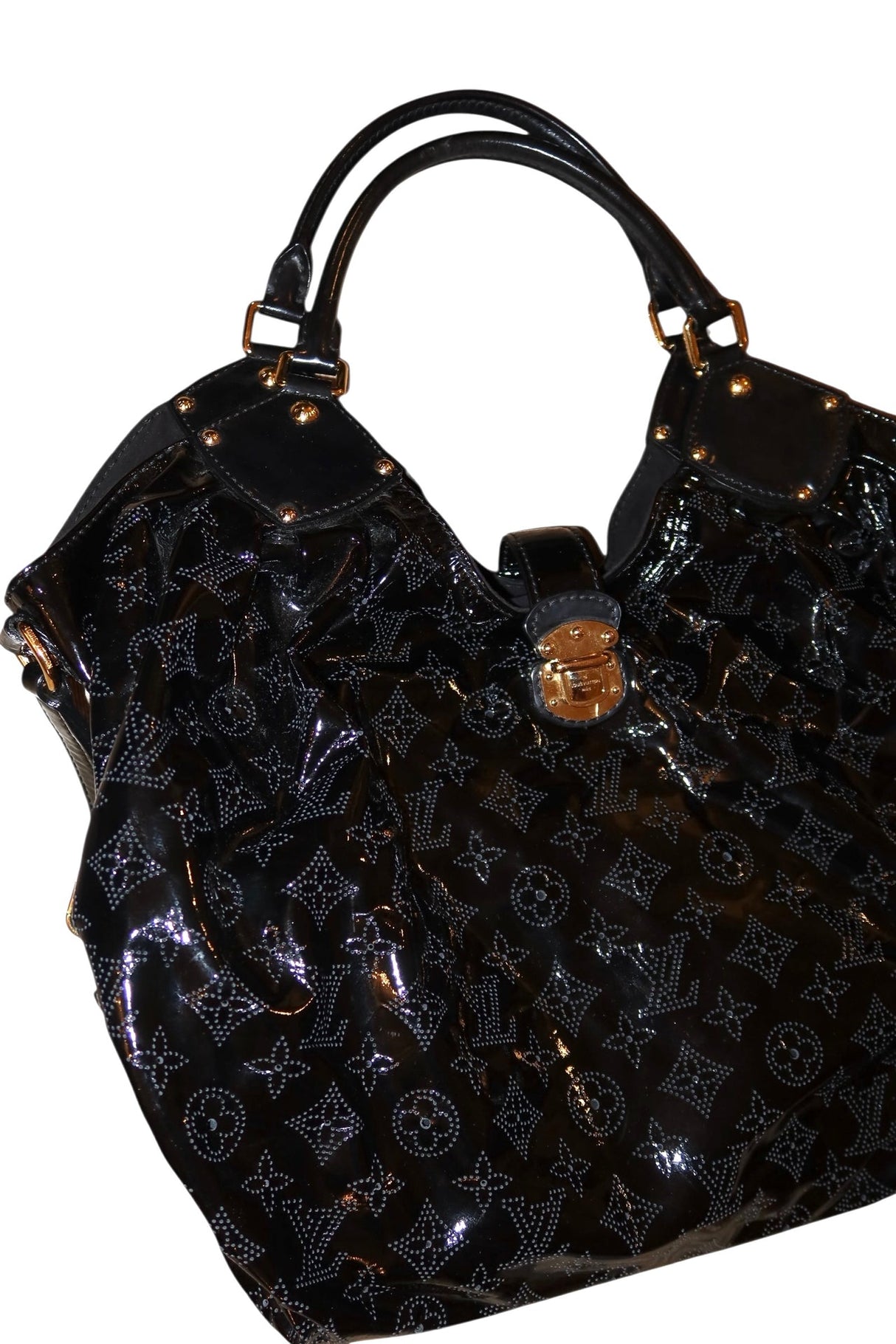 Louis Vuitton black Mahina hobo large bag