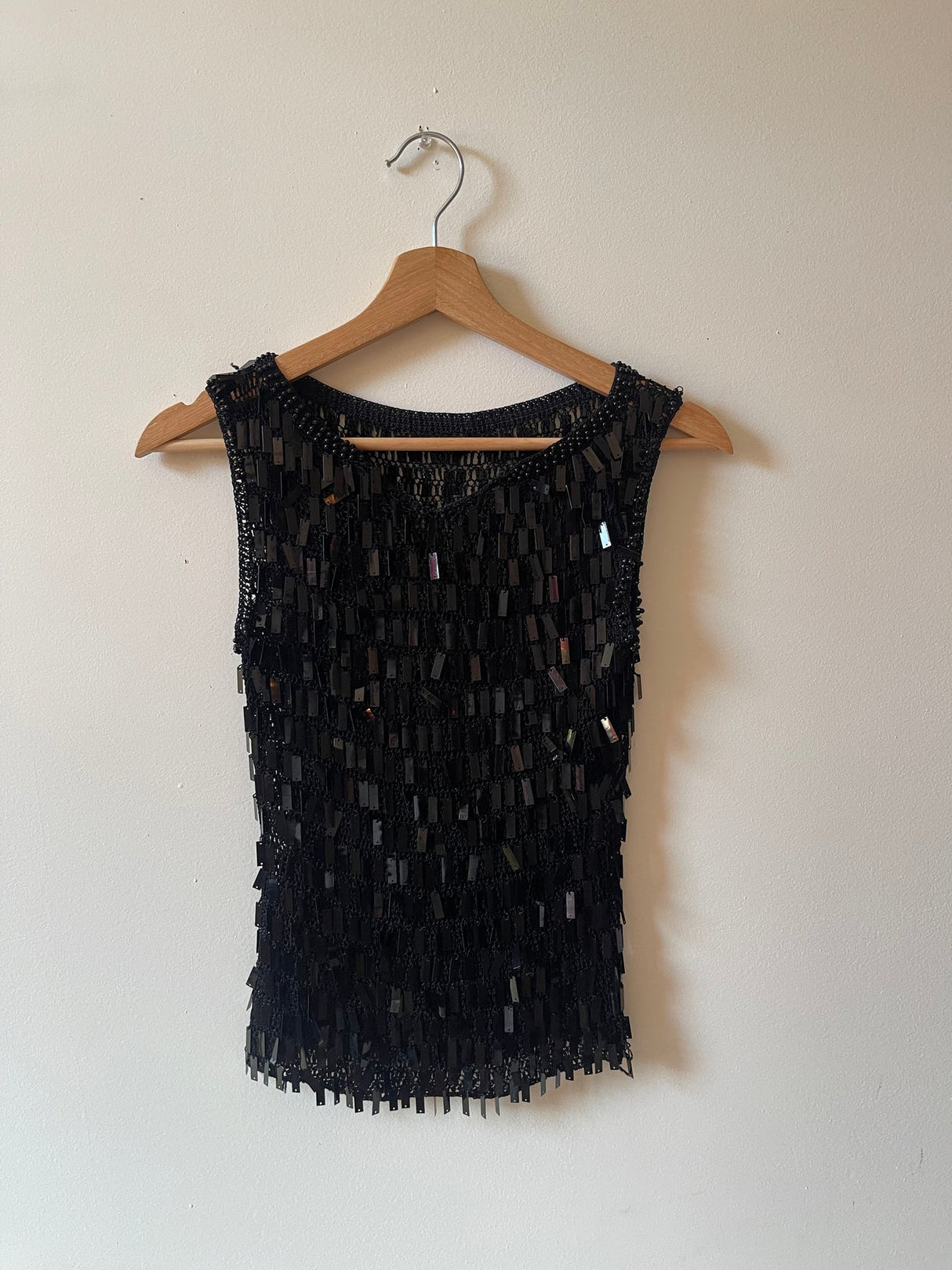 Black sequin beaded top