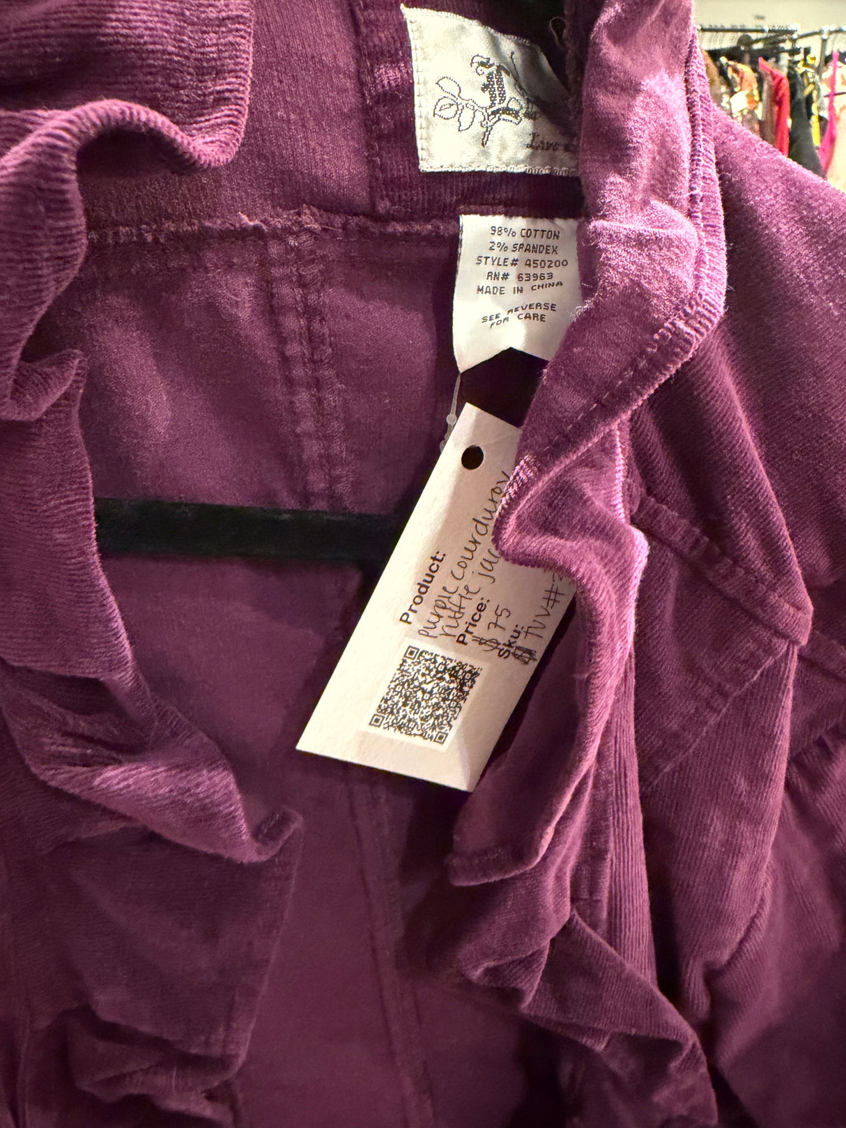 Purple corduroy ruffle jacket TUV #312531