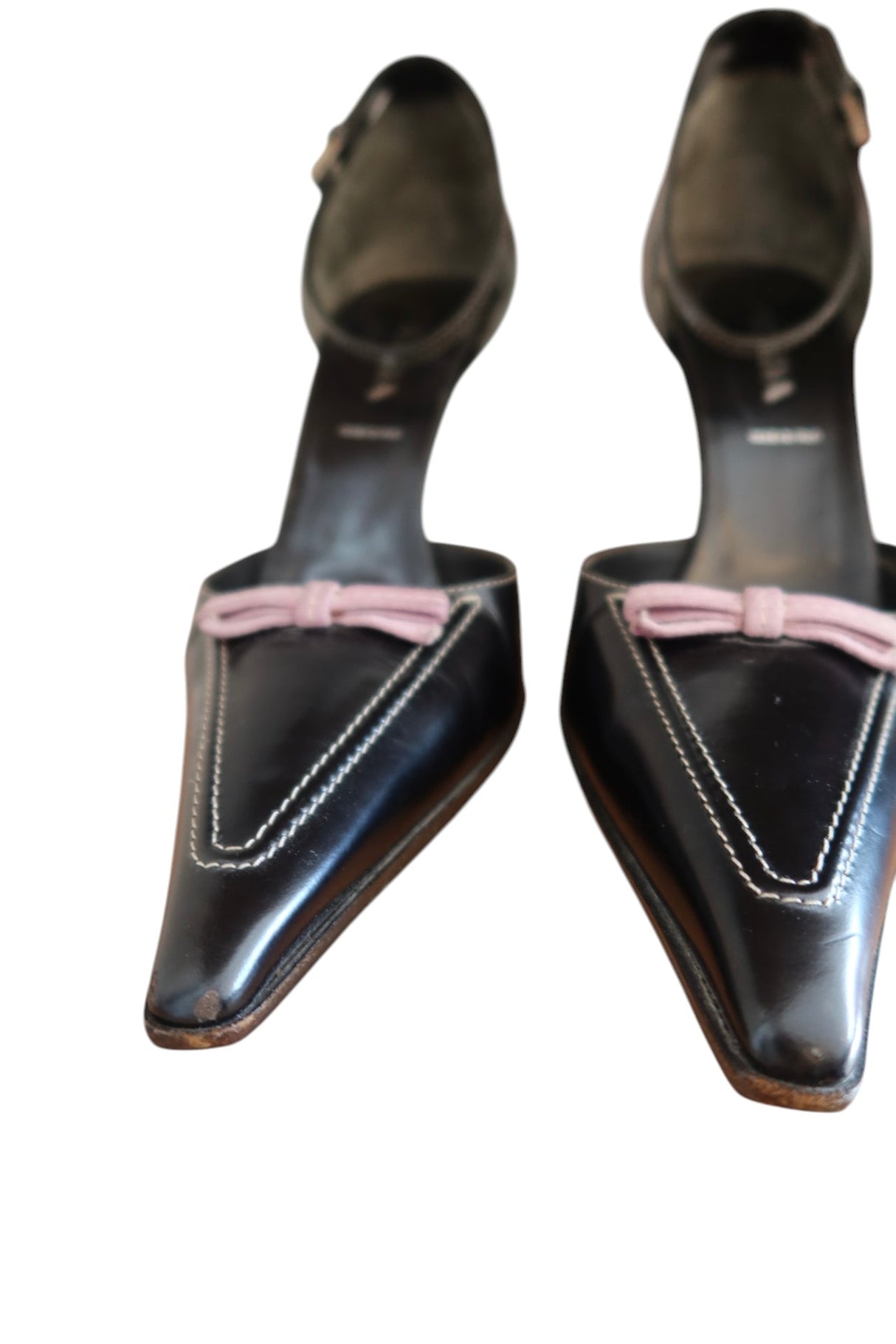 Prada black heels with pink bow detail (37.5)