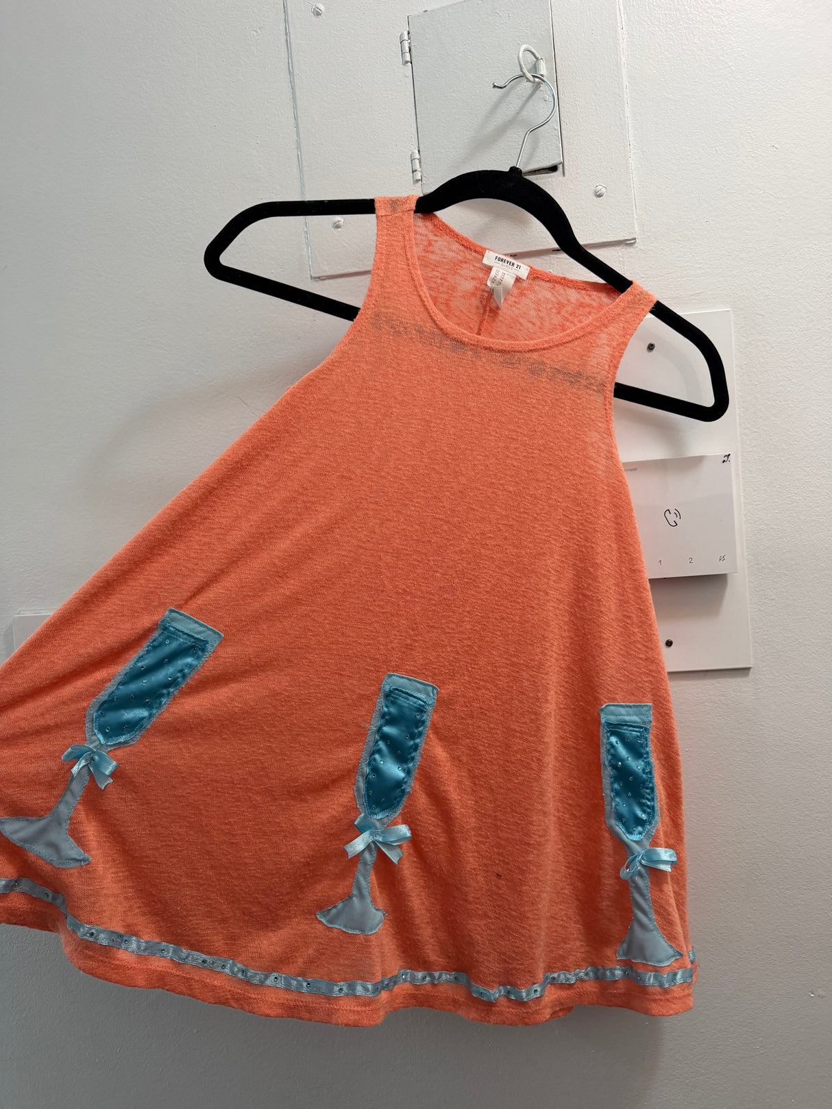 Upcycled orange champagne tank - handmade