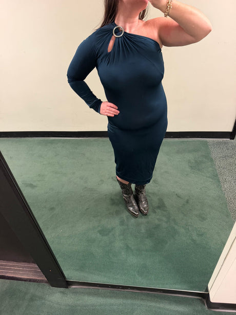 Just Cavalli Navy one shoulder dress
