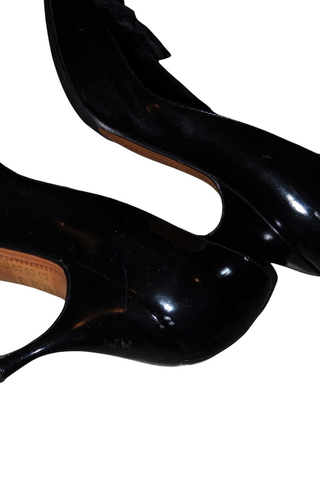 Yves Saint Laurent black patent leather heels with velvet and bows details (40.5)
