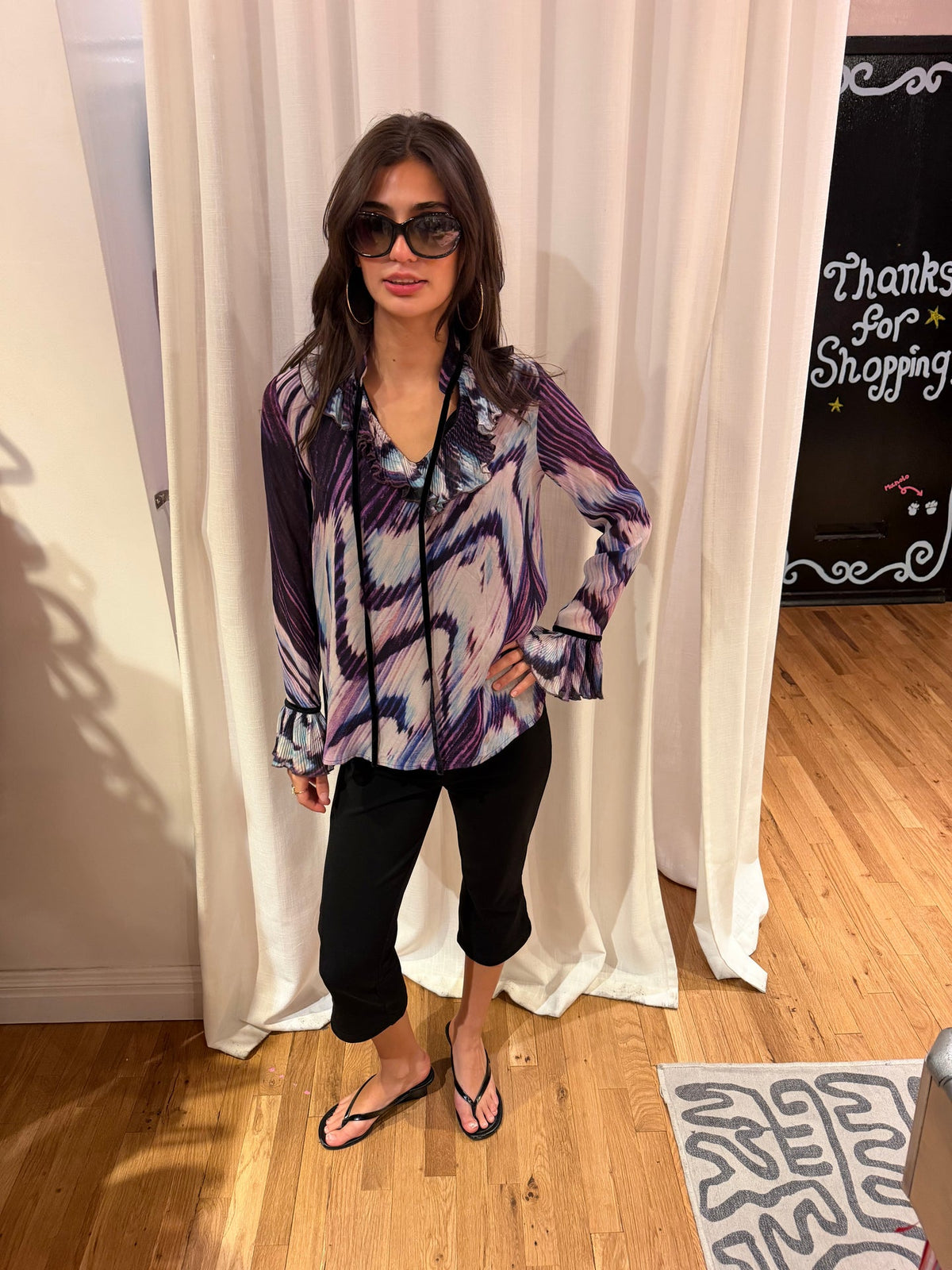Cavalli purple tie die blouse TUV #12562