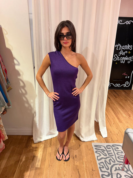 Ralph Lauren purple label purple one shoulder wool knit dress - tuv #104