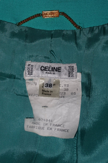 Celine turquoise dress with gold buttons