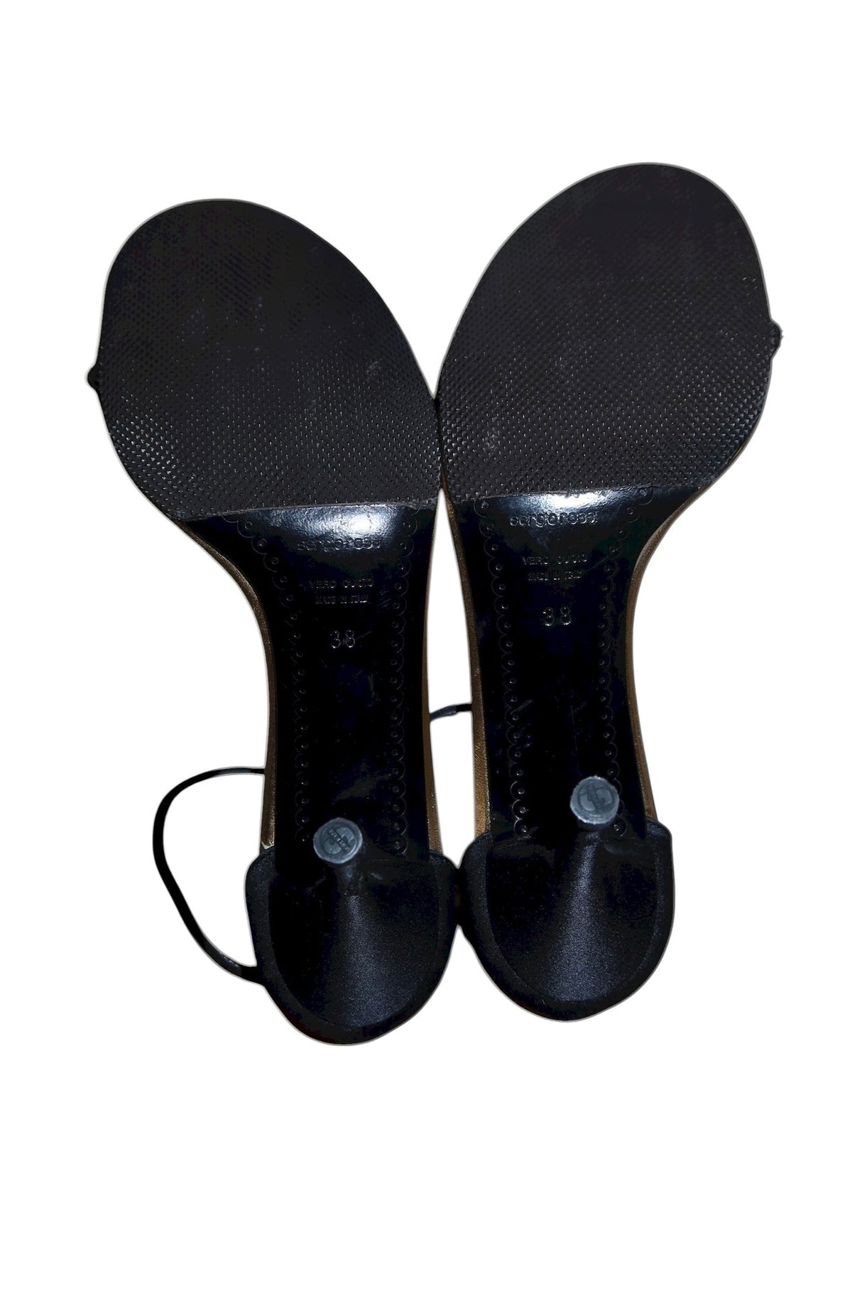 Sergio Rossi black satin heels with multicolor pearls (38)