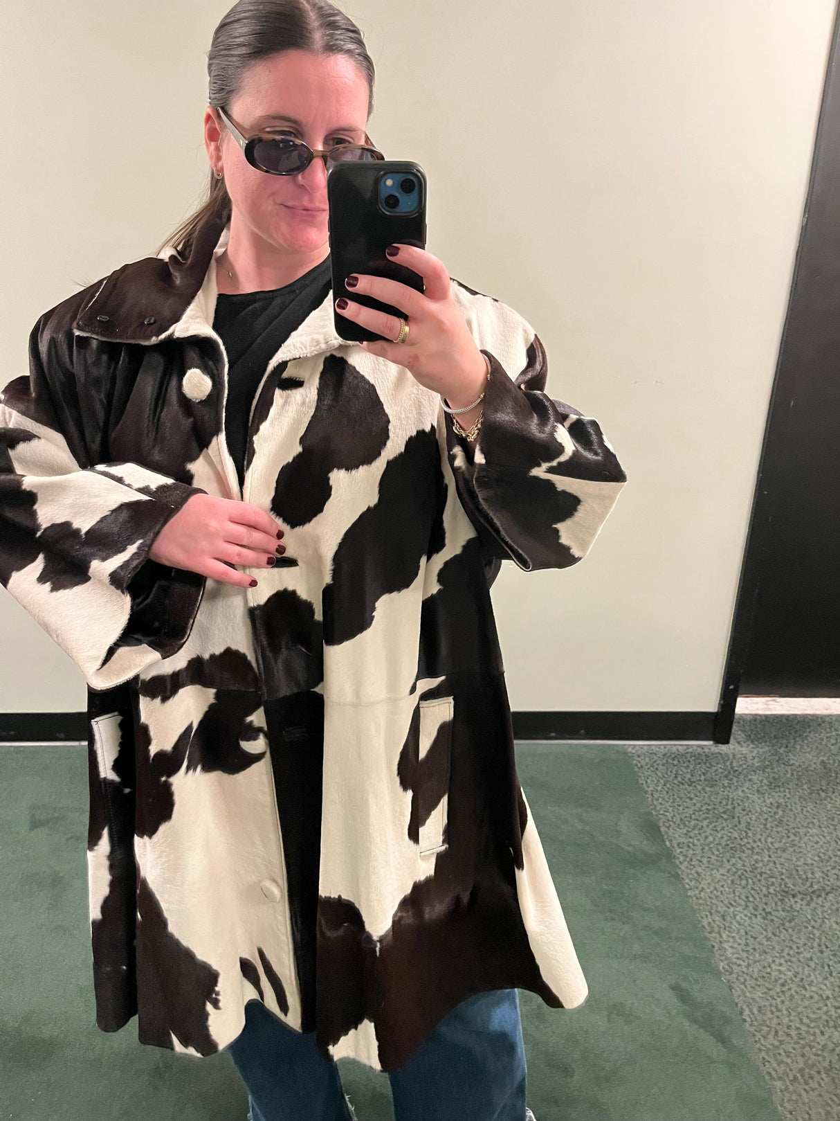 Mohl New York Fur Company Calf Hair Cow Hide Print Jacket with detachable hood