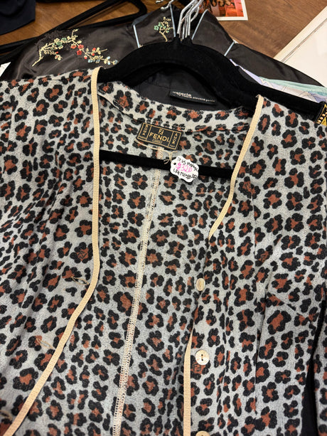 Blue Fendi Cheetah button down cardigan - SKU tuv #382