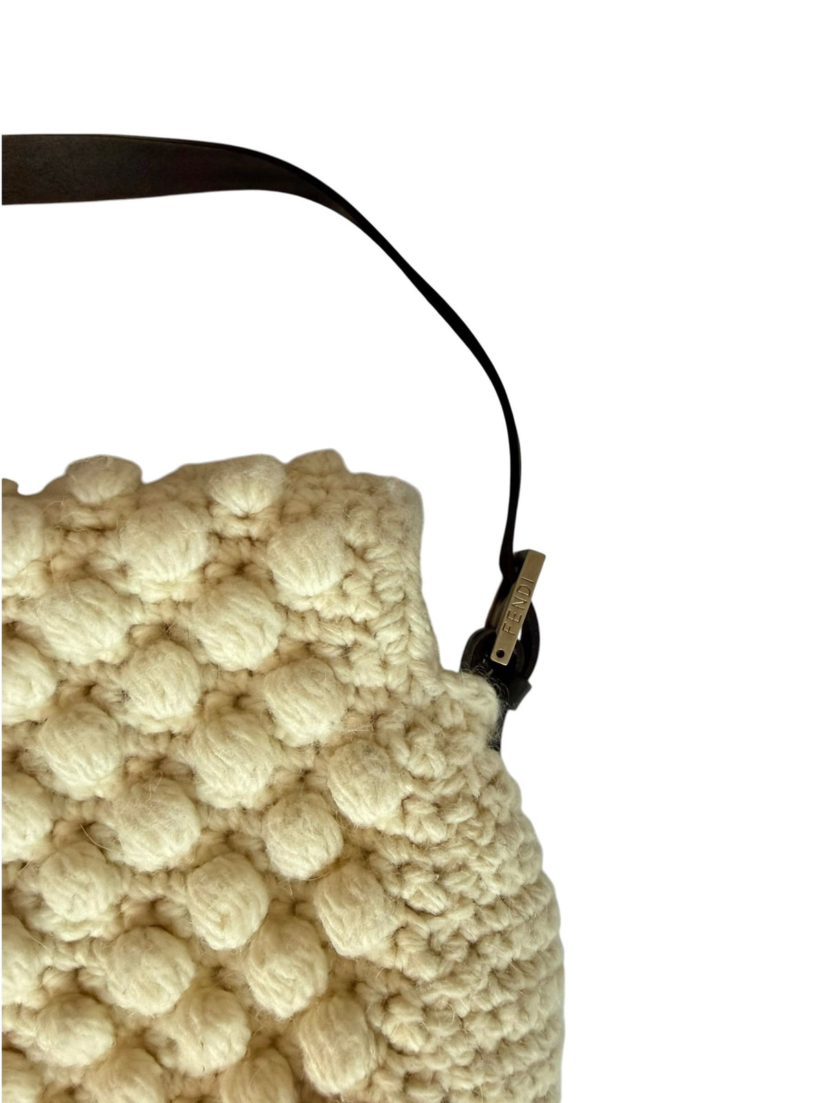 Fendi mama white crochet wool bag