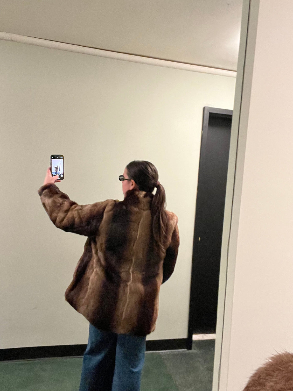 Multicolor brown fur jacket