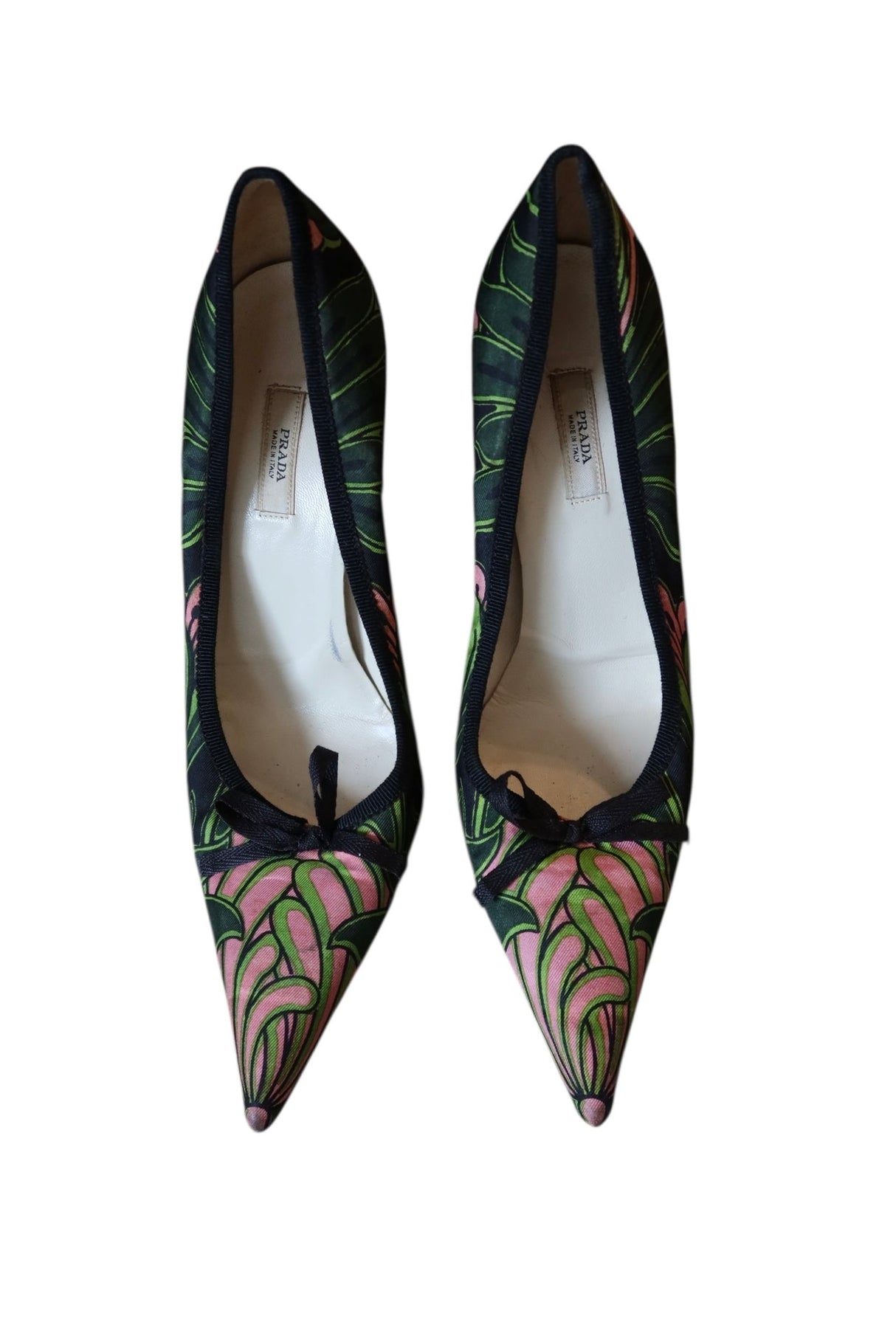 Prada green and pink floral heels (36.5)