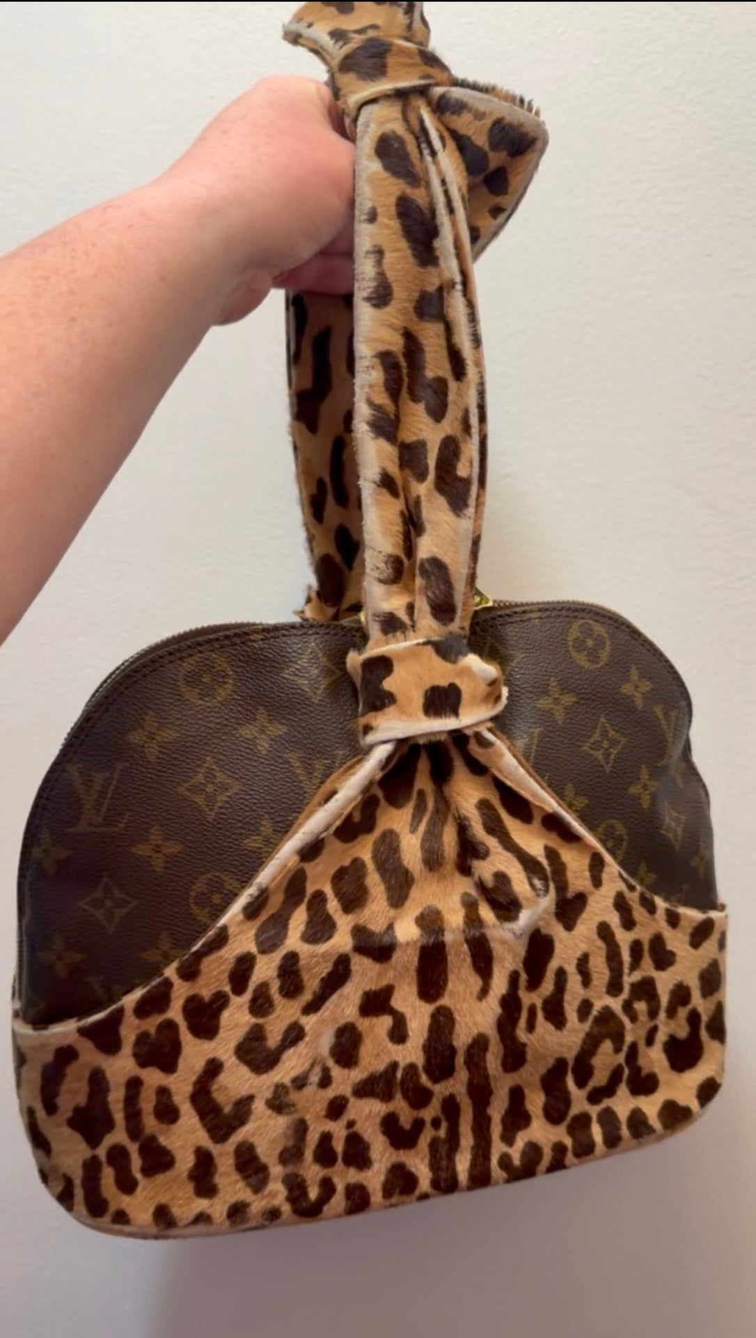 Authentic Vintage Louis Vuitton x Azzedine Alaïa 1996 Limited Edition Monogram Canvas & Leopard Calf Hair Centenaire Alma Bag “as is”