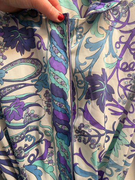 Vintage 1960s/70s Emilio Pucci for Formfit Rogers Blue and Purple Mini Dress and Matching Robe size Small