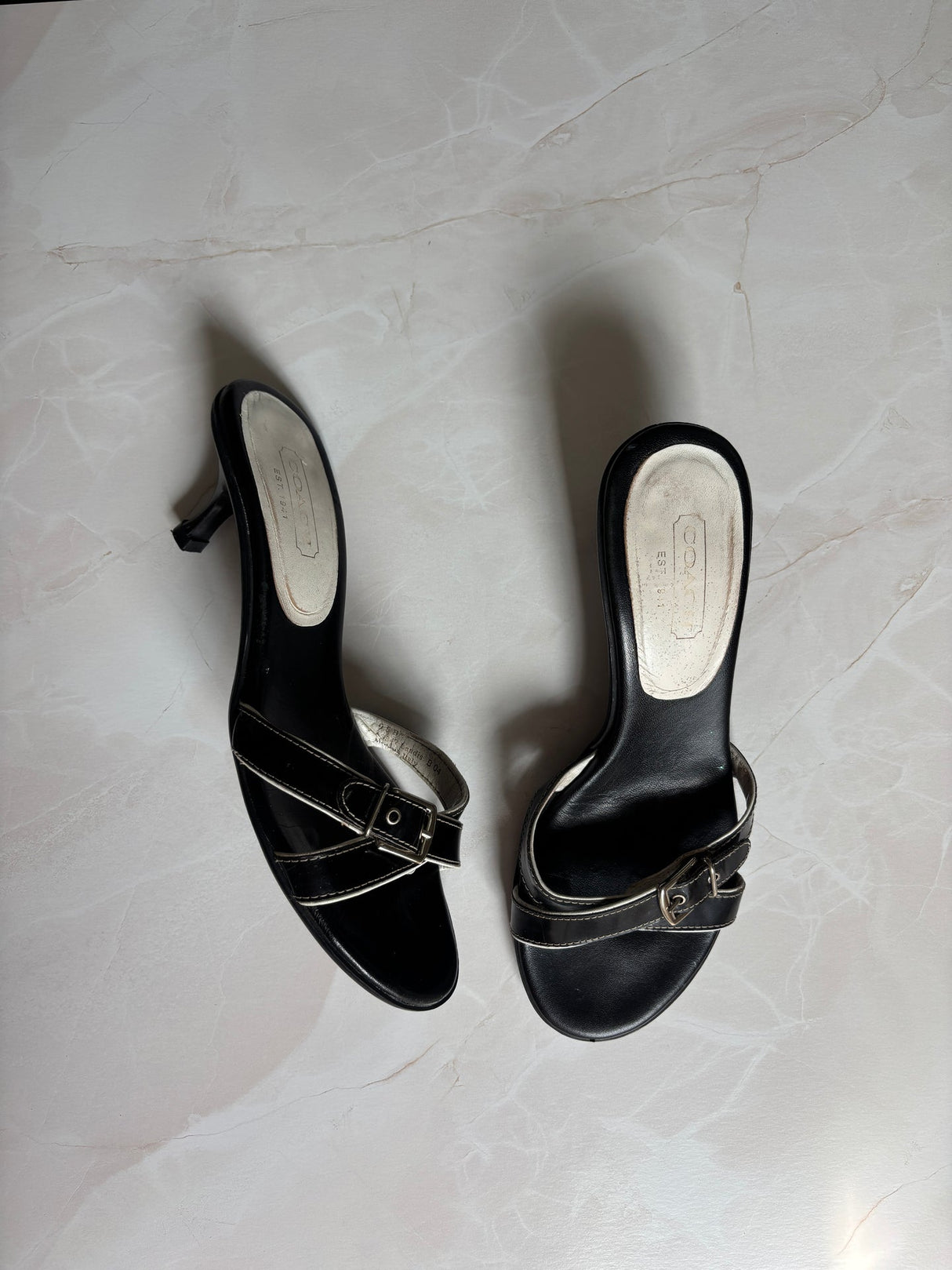 Coach US 9 Black Leather Slide Sandal