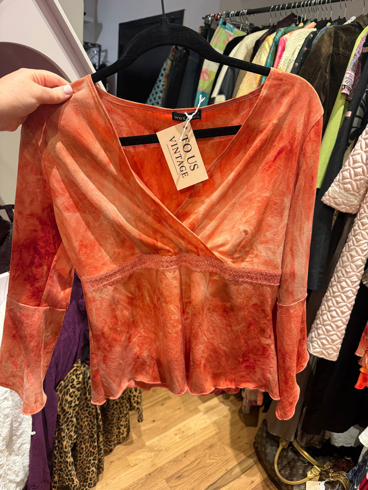 Tie die wet seal orange top tuv #34532