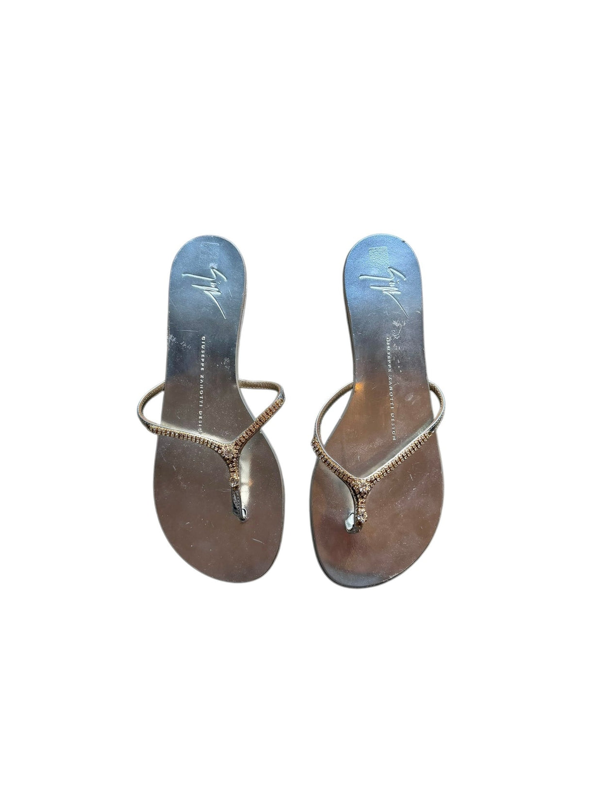 Giuseppe Zanotti silver sandals with crystal embellishments (37.5)