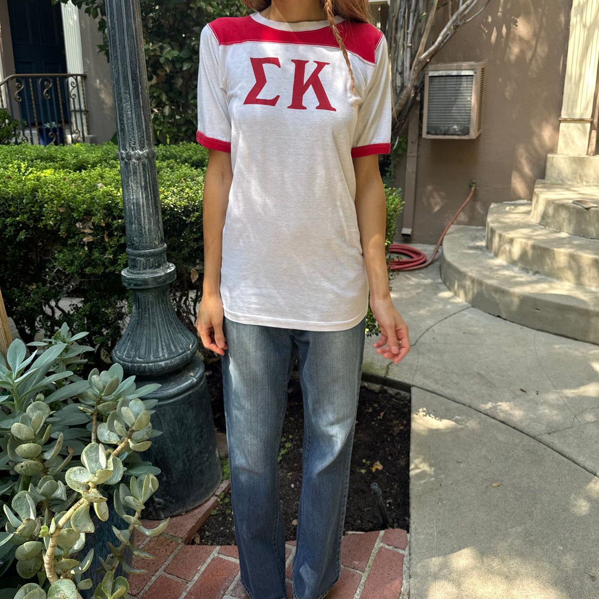 Red and White Greek Tee