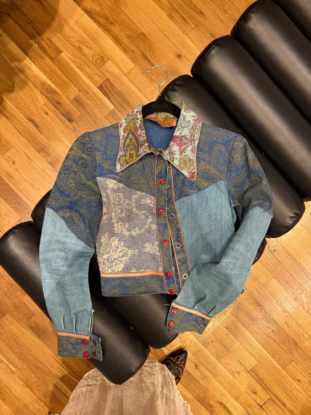 Rare Roberto Cavalli patchwork 1970s denim/jean jacket sku tuv #11