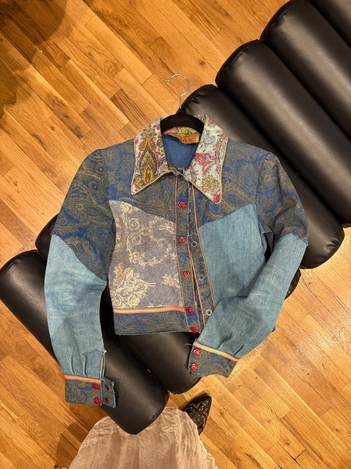 Rare Roberto Cavalli patchwork 1970s denim/jean jacket sku tuv #11