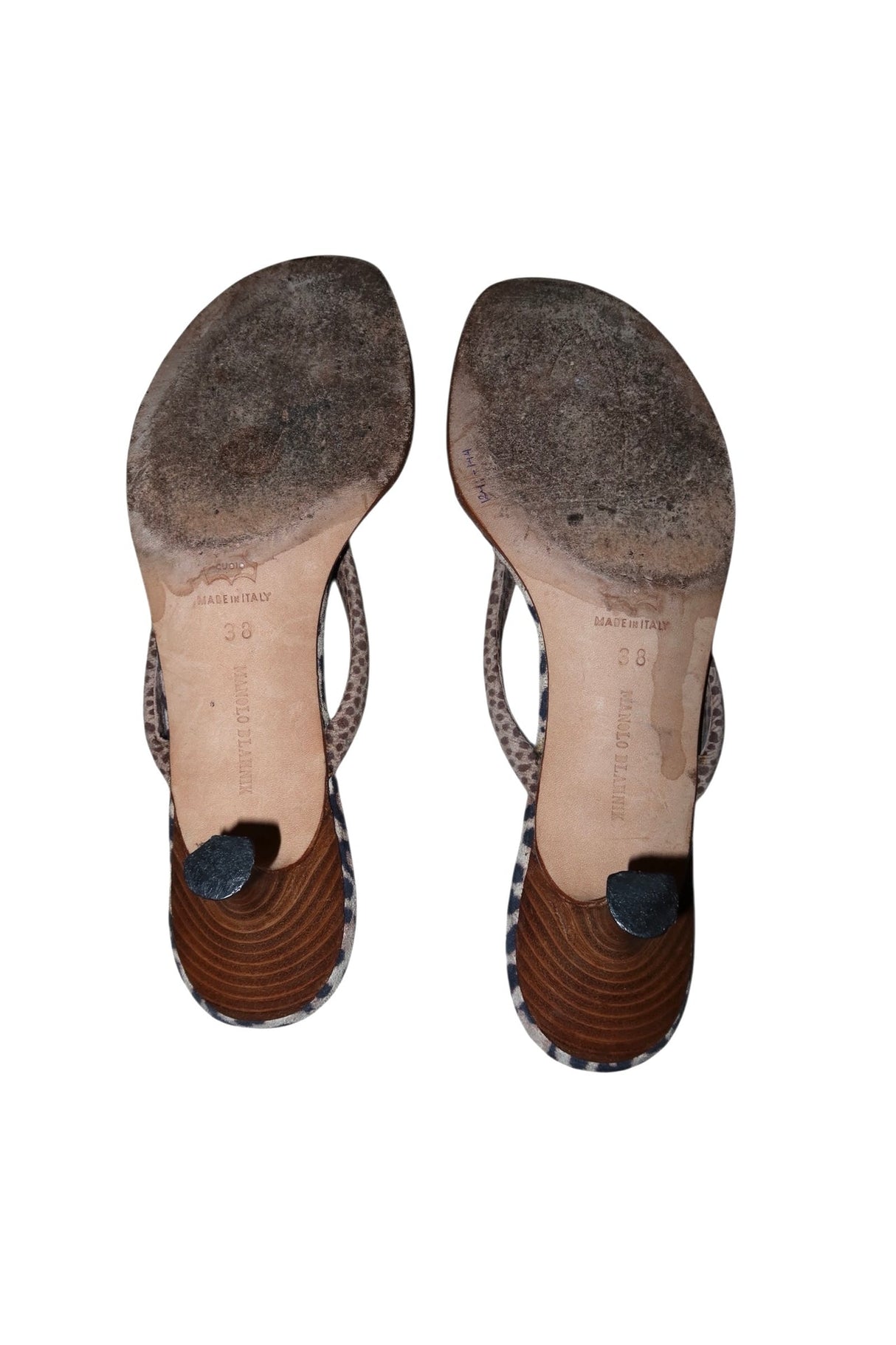 Manolo Blahnik leopard print kitten heel sandals (38)