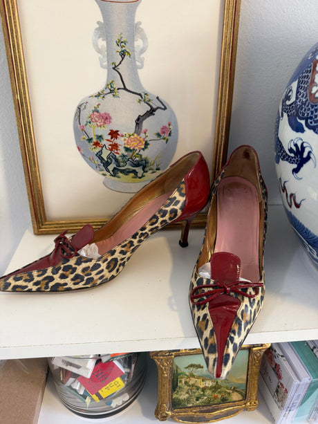 Dolce & Gabbana cheetah pumps with red bows - TUV #423412