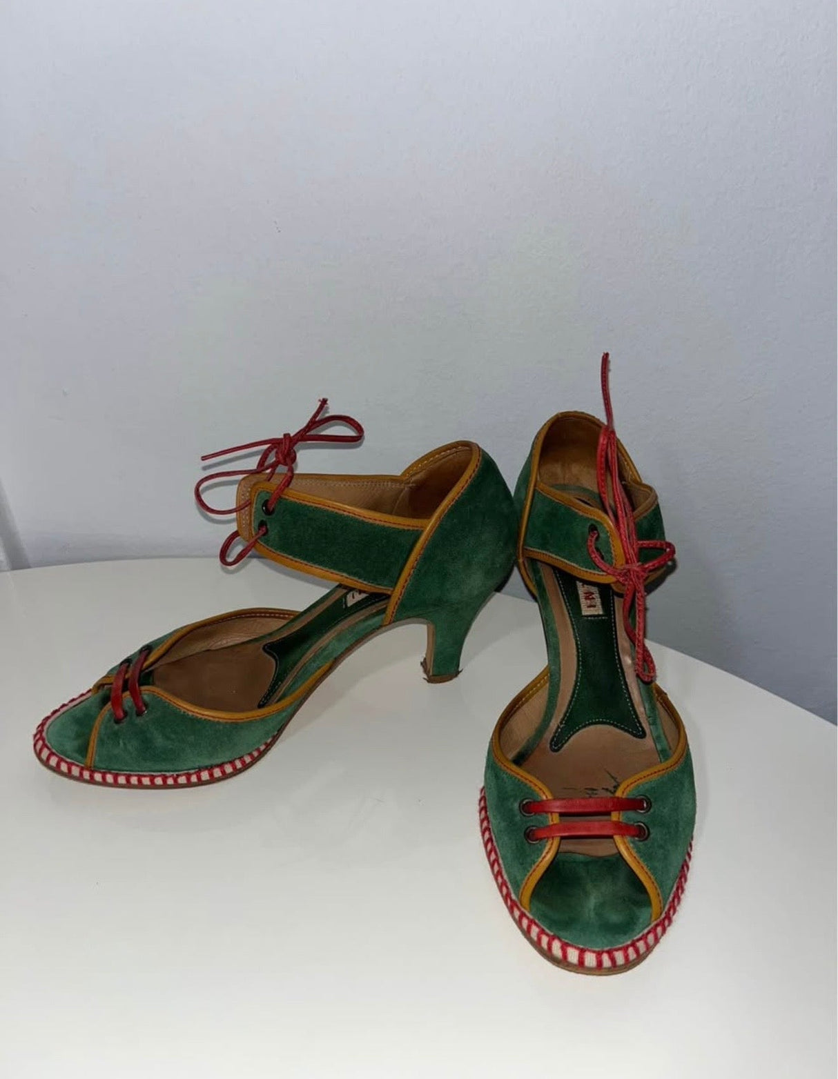 Marni Green Sandals with red leather details - size 38