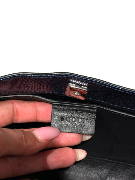 Gucci metallic blue snakeskin bag