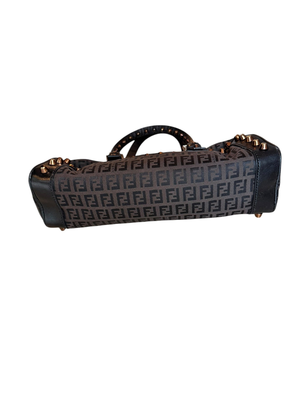Fendi monogram barrel bag with gold studs