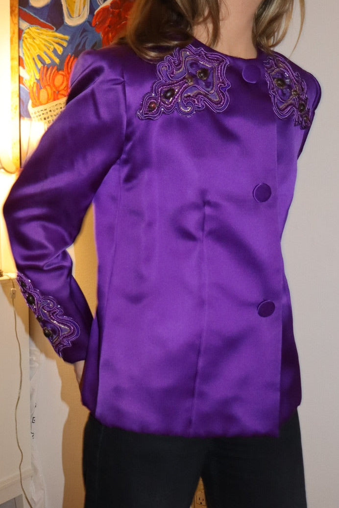 Vintage Purple Givenchy Embellished Blazer with Stunning Embroidery- size M