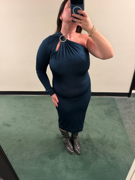Just Cavalli Navy one shoulder dress