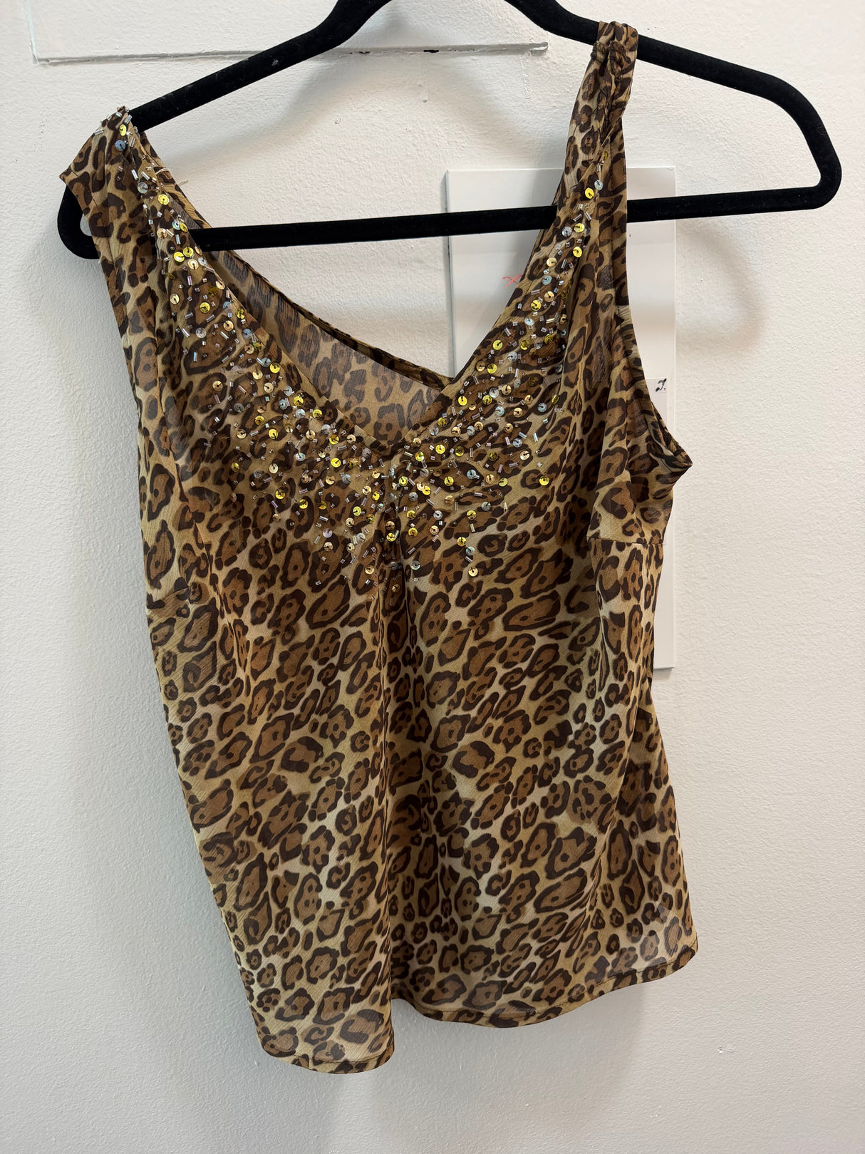 Cheetah tank top with bedazzled top