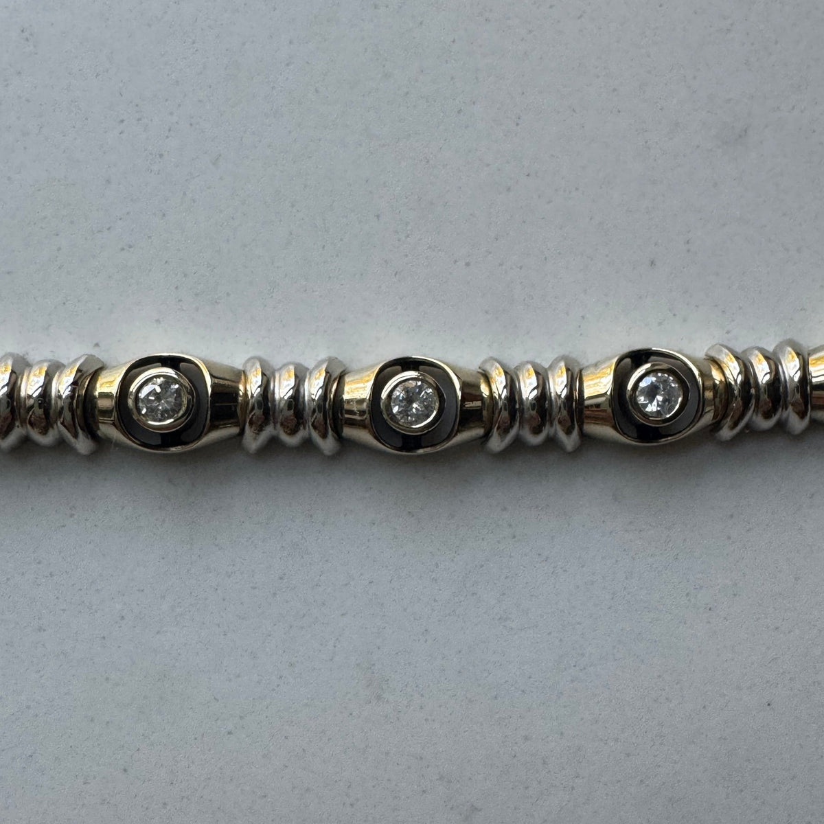 14K Gold and Bezel-Set Diamond Bracelet