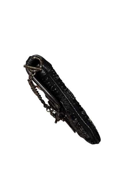 Gucci limited edition black beaded silver belt buckle clutch