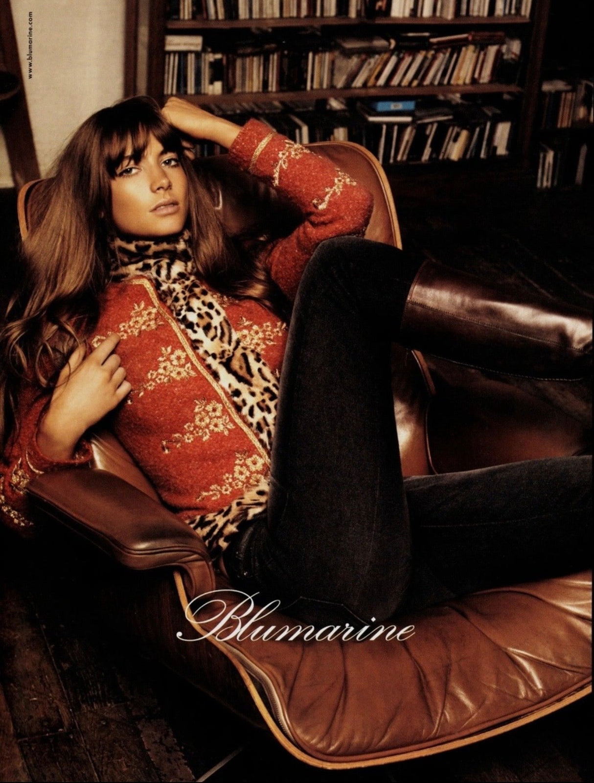 Archival Runway Fall/Winter 2004 Blumarine Coral Wool Jacket with Cheetah Print Pony Hair Accents