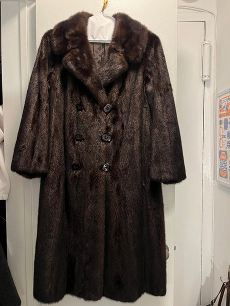 Luxurious Vintage Chocolate Full Length Mink with Button Details