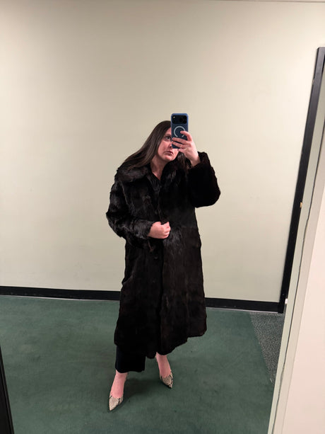 Full Length Chocolate Brown Rabbit Fur Coat