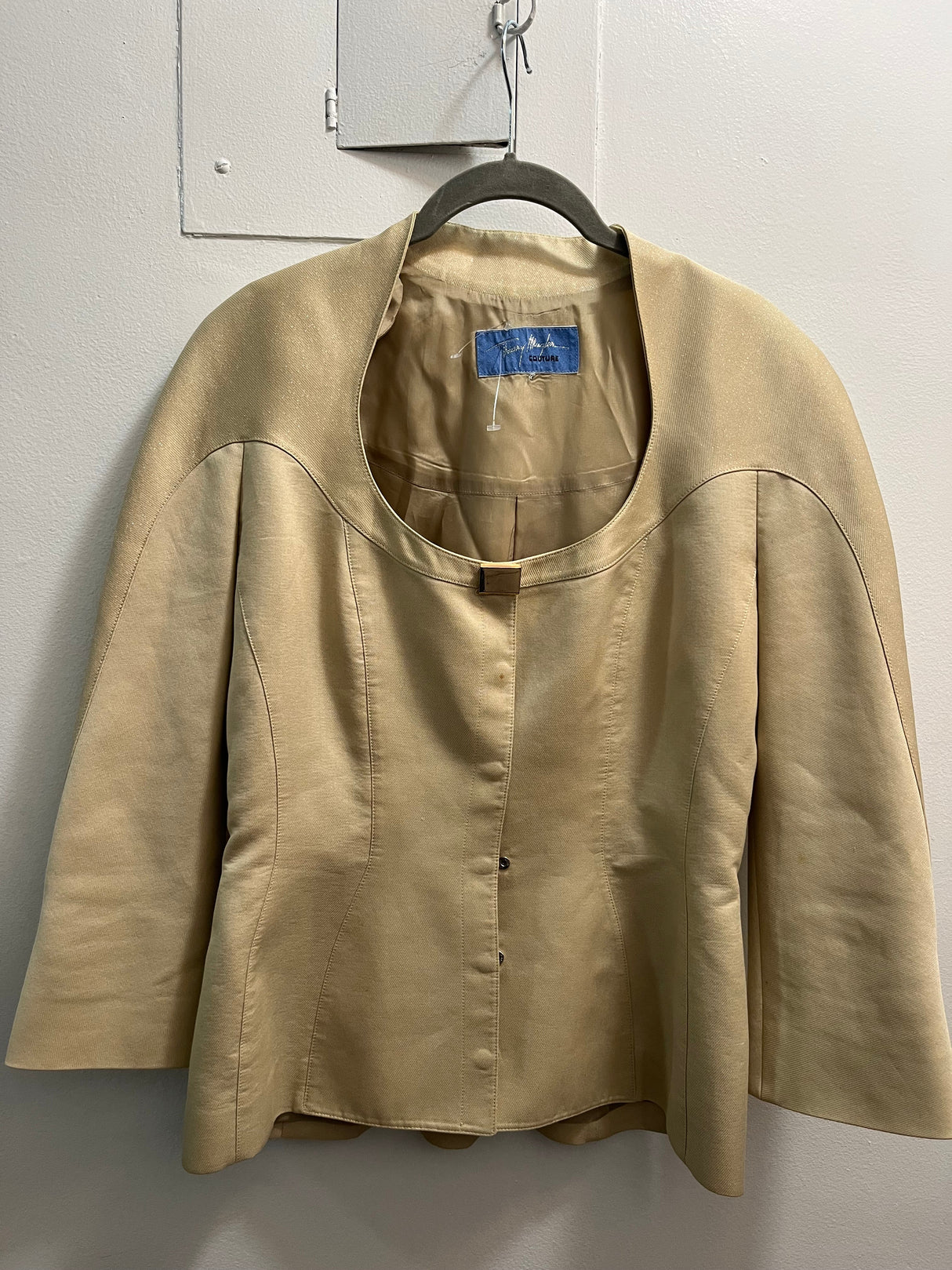 Vintage Thierry Mugler Gold Glitter Evening Jacket size medium
