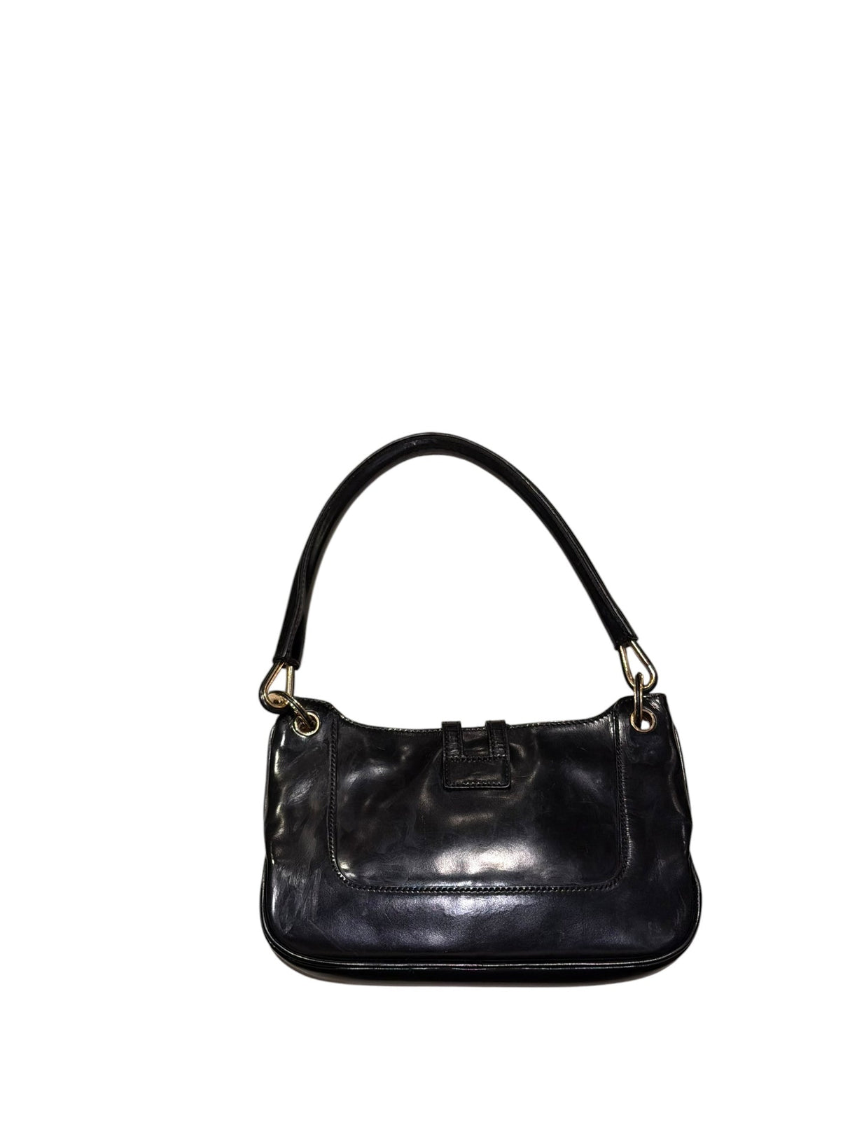 Gucci piston closure jackie mini black patent leather bag