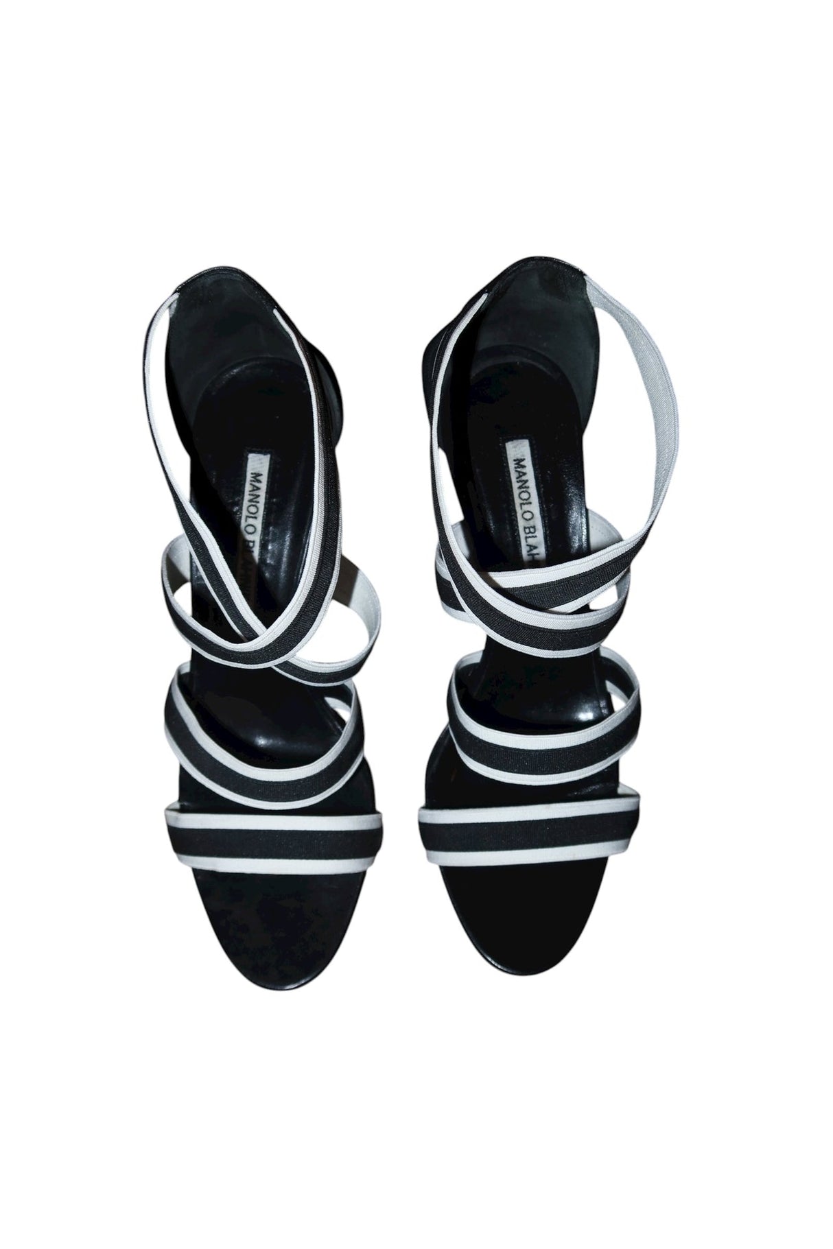 Manolo Blahnik black and white elastic heels (37.5)