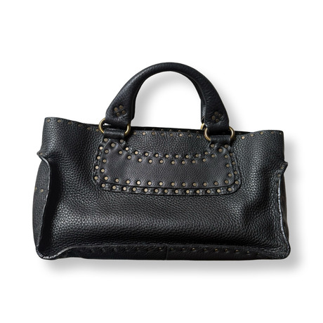 Celine vintage studded boogie bag authentic black pebble leather